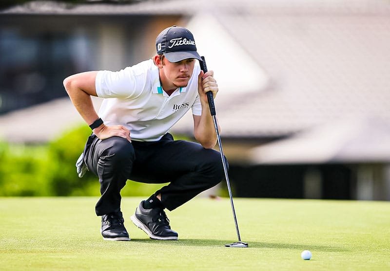 daniel-hillier-day-2-mount-open-feature Daniel Hillier on Day 2 of the Christies Floorings Mount Open. (NZ Golf)