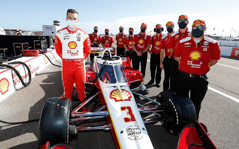 Scott McLaughlin and his IndyCar team (Supplied: Team Penske)