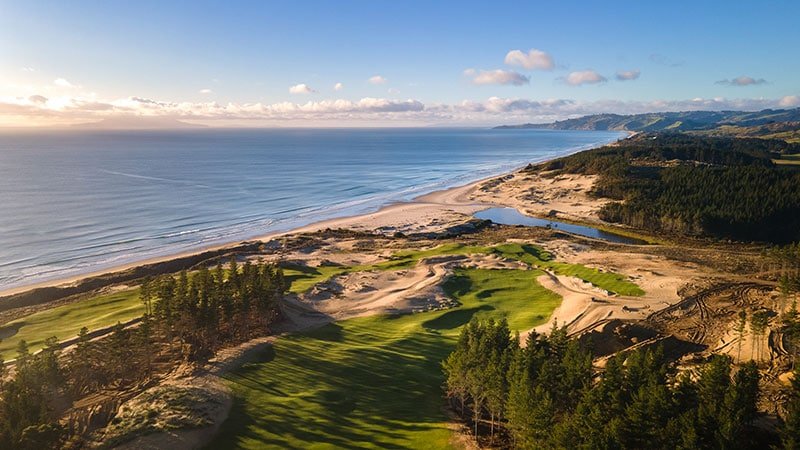 Holes 4 and 5 with the 6th along beachline. Photo: Te Arai Links